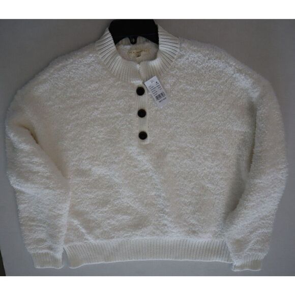 L.A. Hearts 0290 011 Women's Sz M Ivory Crop Cotton Blend Long Sleeve Sweater - Picture 7 of 8